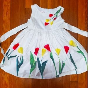 White Tulip Applique Dress